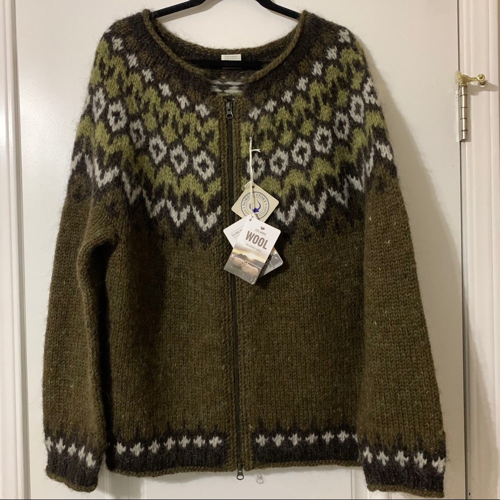 NORDIC STORE ZIP CARDIGAN ICELANDIC WOOL NWT LG